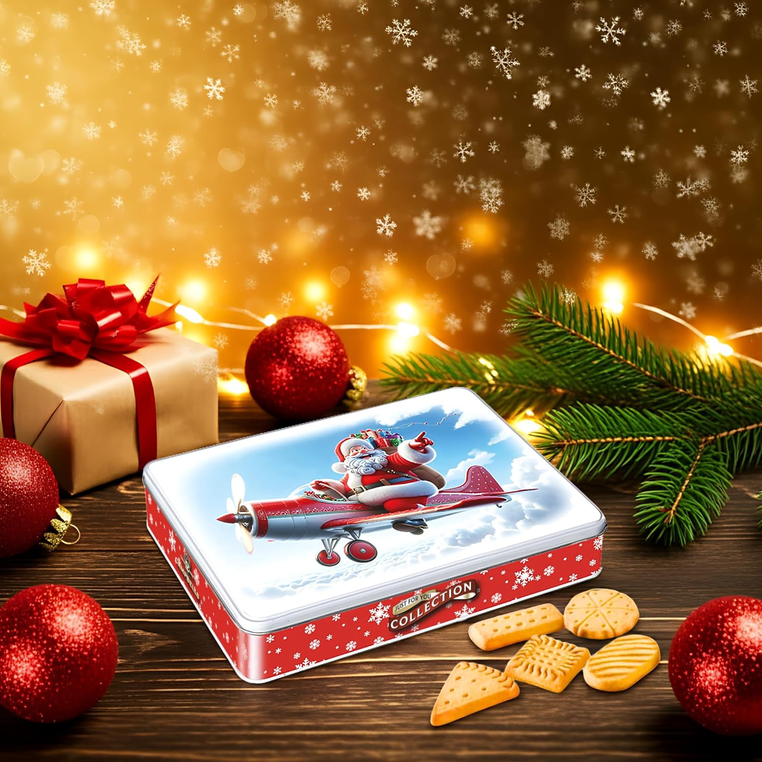 Campbells Shortbreads Flying Santa Tin (Assorted Shortbread Shapes) 150g