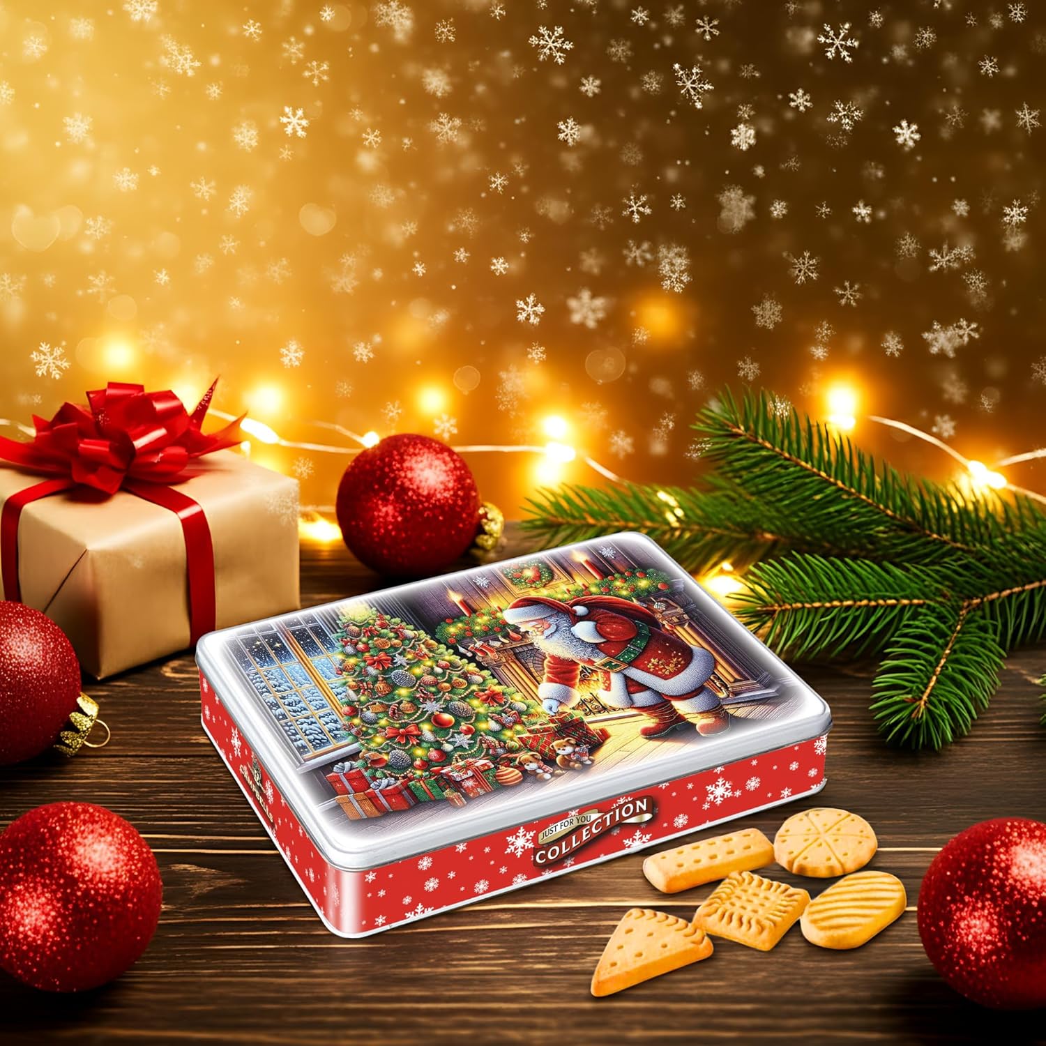 Campbells Shortbreads Santa & Christmas Tree Tin (Assorted Shortbread Shapes) 150g
