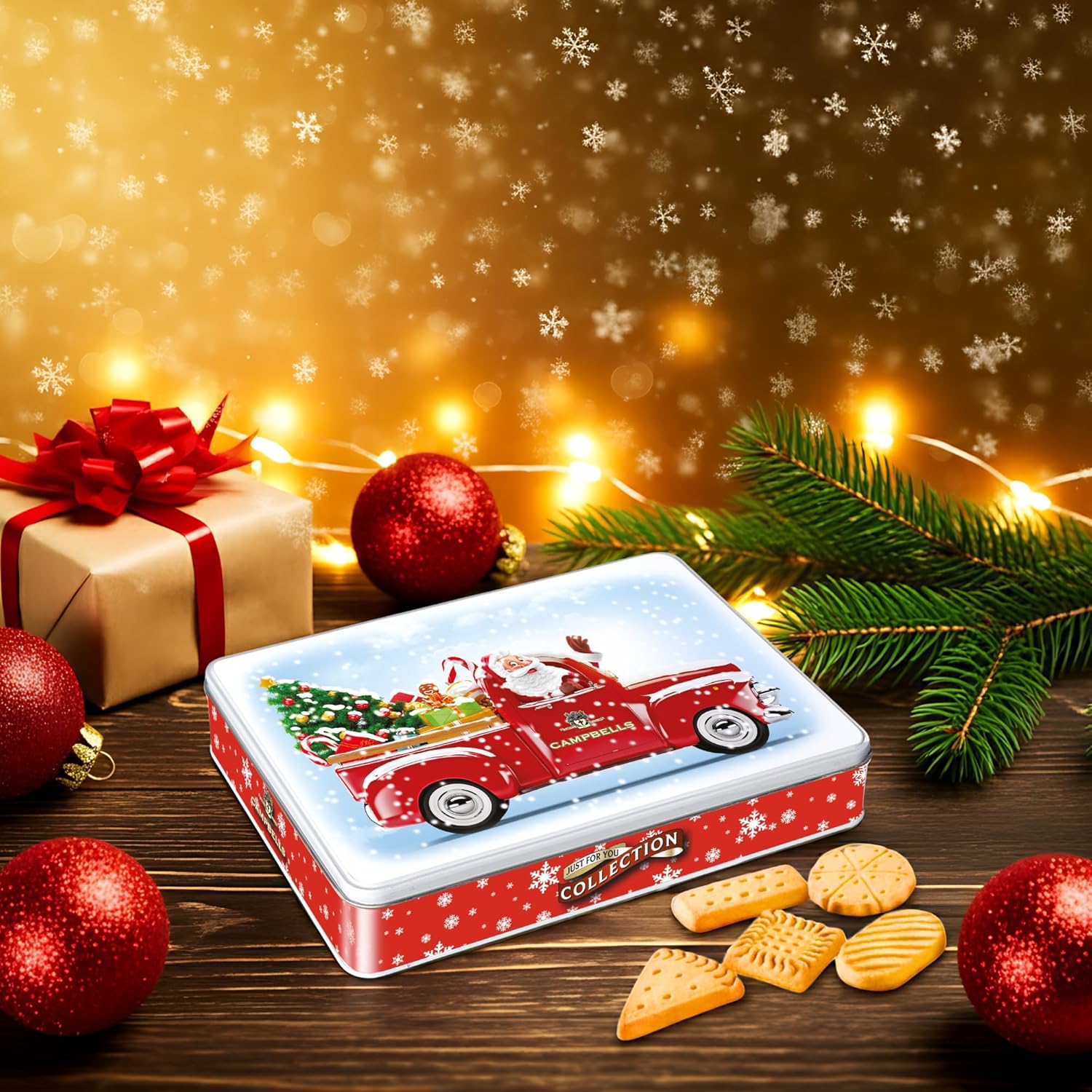 Campbells Shortbreads Santa in Van (Assorted Shortbread Shapes) Tin 150g