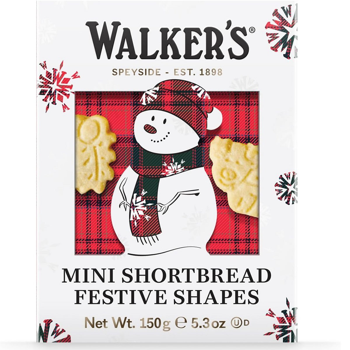 Walker's Assorted Mini Shortbread Cookies in Festive Shapes- Snowman Shortbread Cookie Box (5.3 oz)