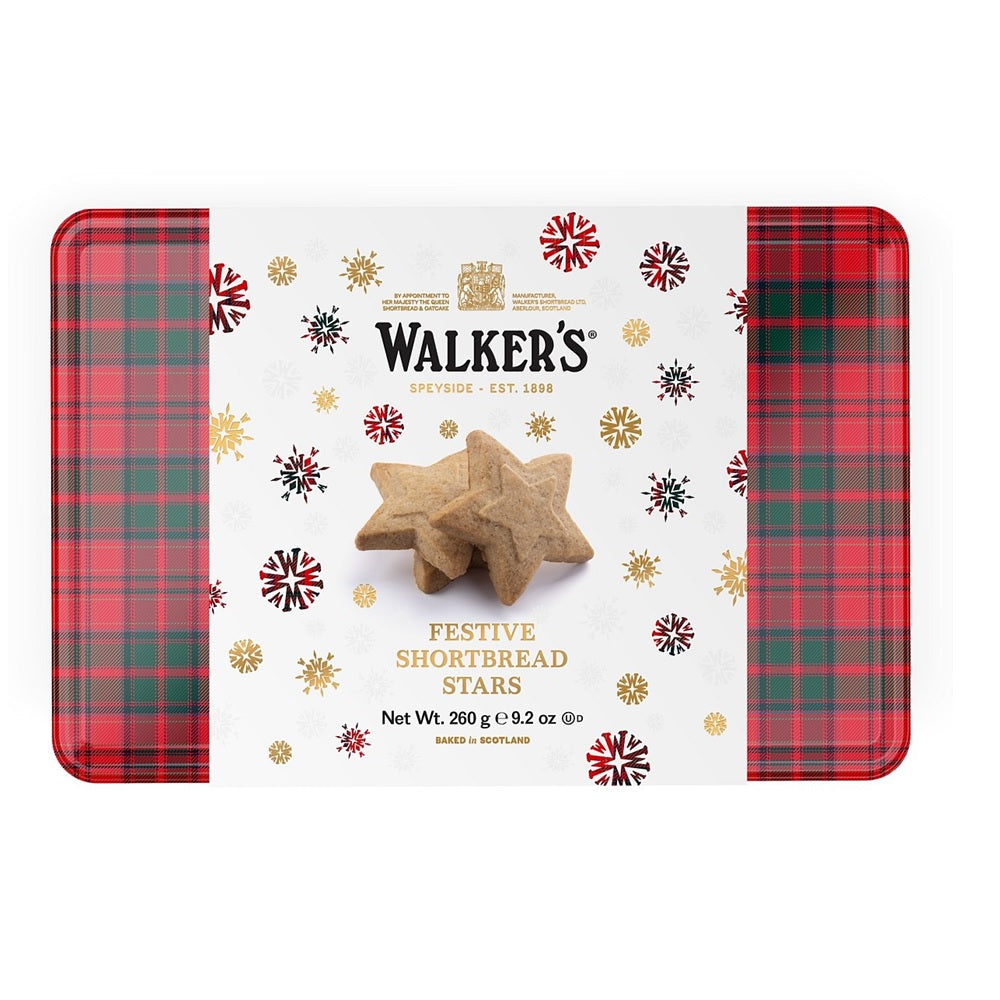 Walkers Shortbread Festive Shortbread Stars Tin 9.2oz