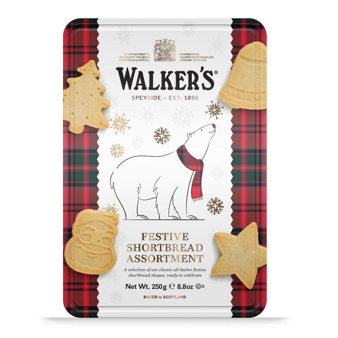 Walker's Assorted Shortbread Cookies in Festive Shapes - Polar Bear Shortbread Cookie Tin (8.8 oz)