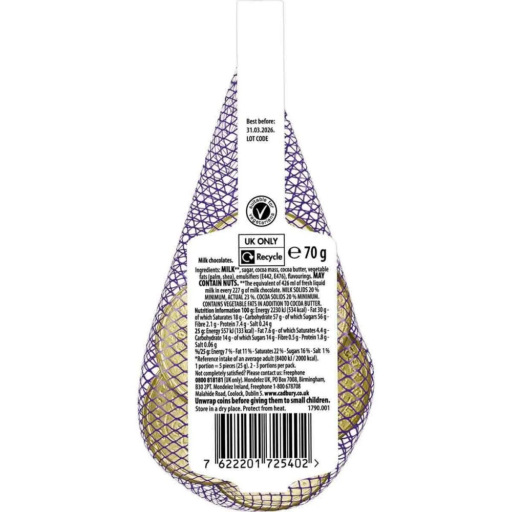 C'bury Dairy Milk Chocolate Coins 70g