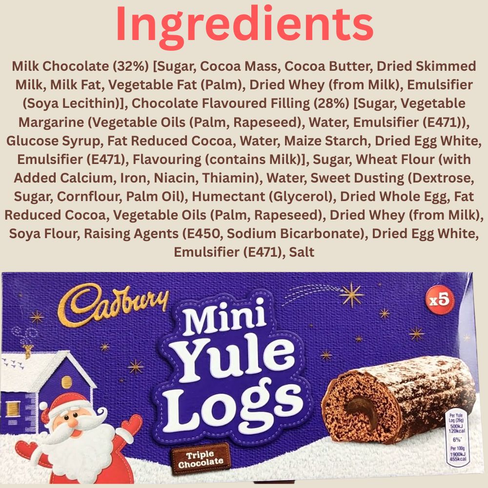 C'bury Mini Yule Logs Chocolate 5pk 110g