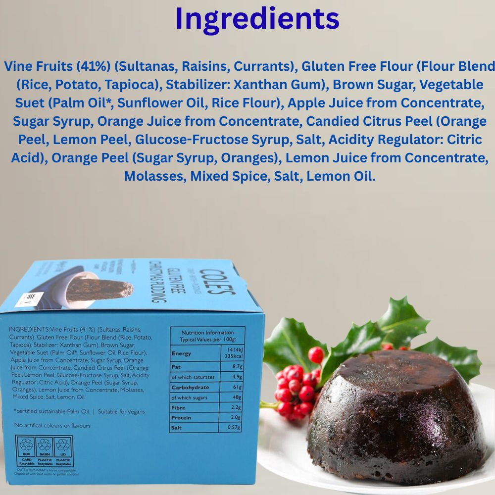 Cole's Puddings Gluten Nuts And Alcohol Free Christmas Pudding 112g