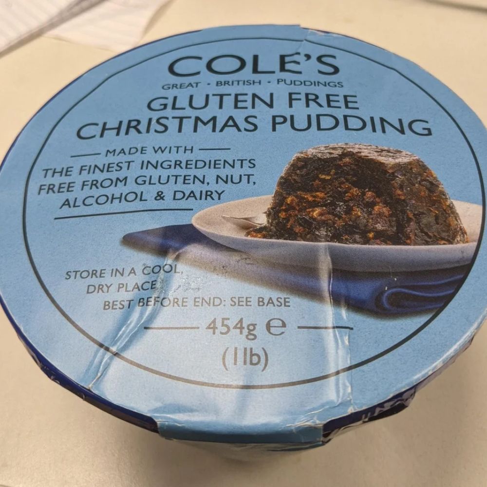Cole's Puddings Gluten Nuts And Alcohol Free Christmas Pudding 454g