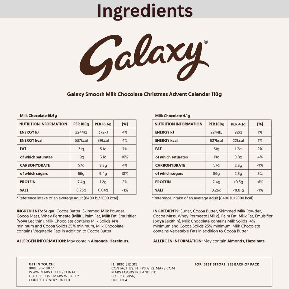 Galaxy Advent Calendar Chocolate 110g