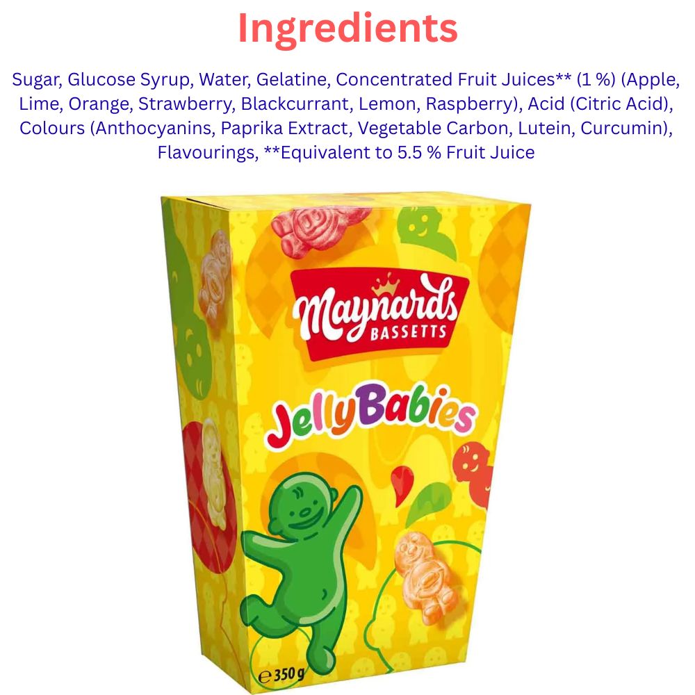 Maynards Bassetts Jelly Babies Sweets Carton 350g