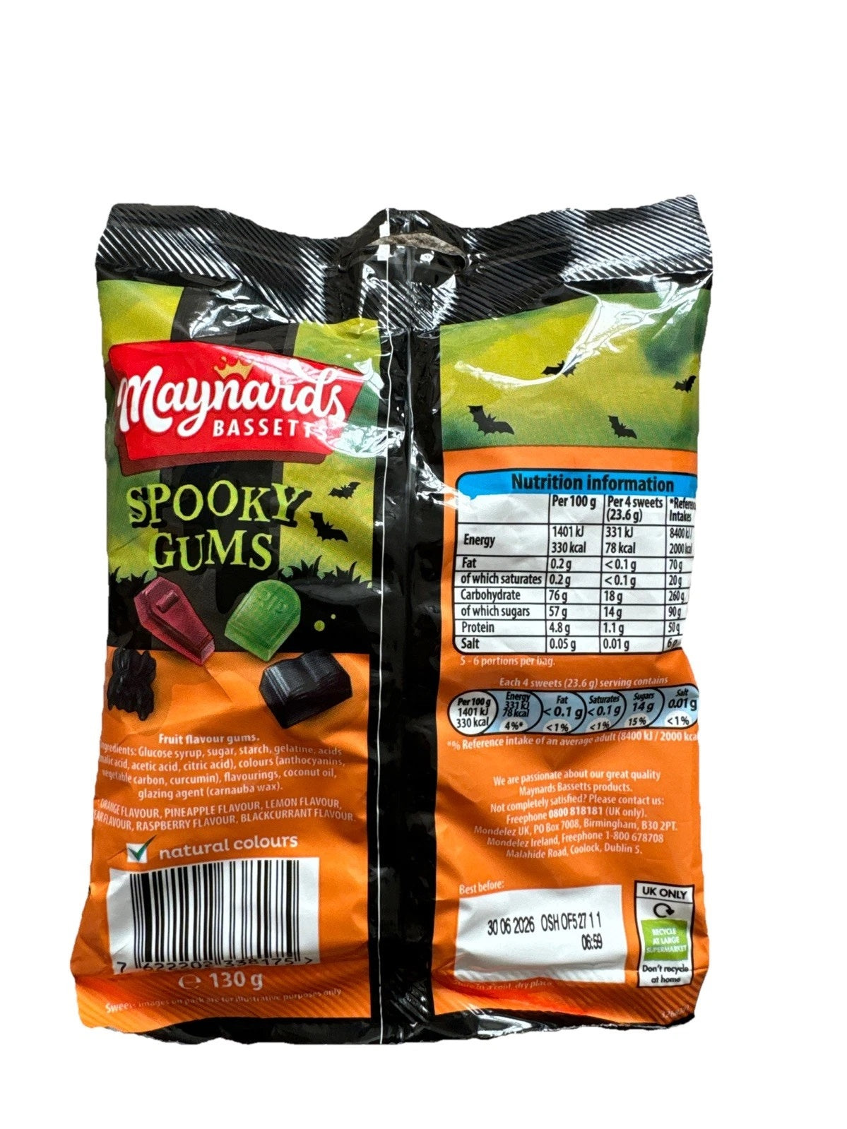 Maynards Bassetts Spooky Wine Gums 130g