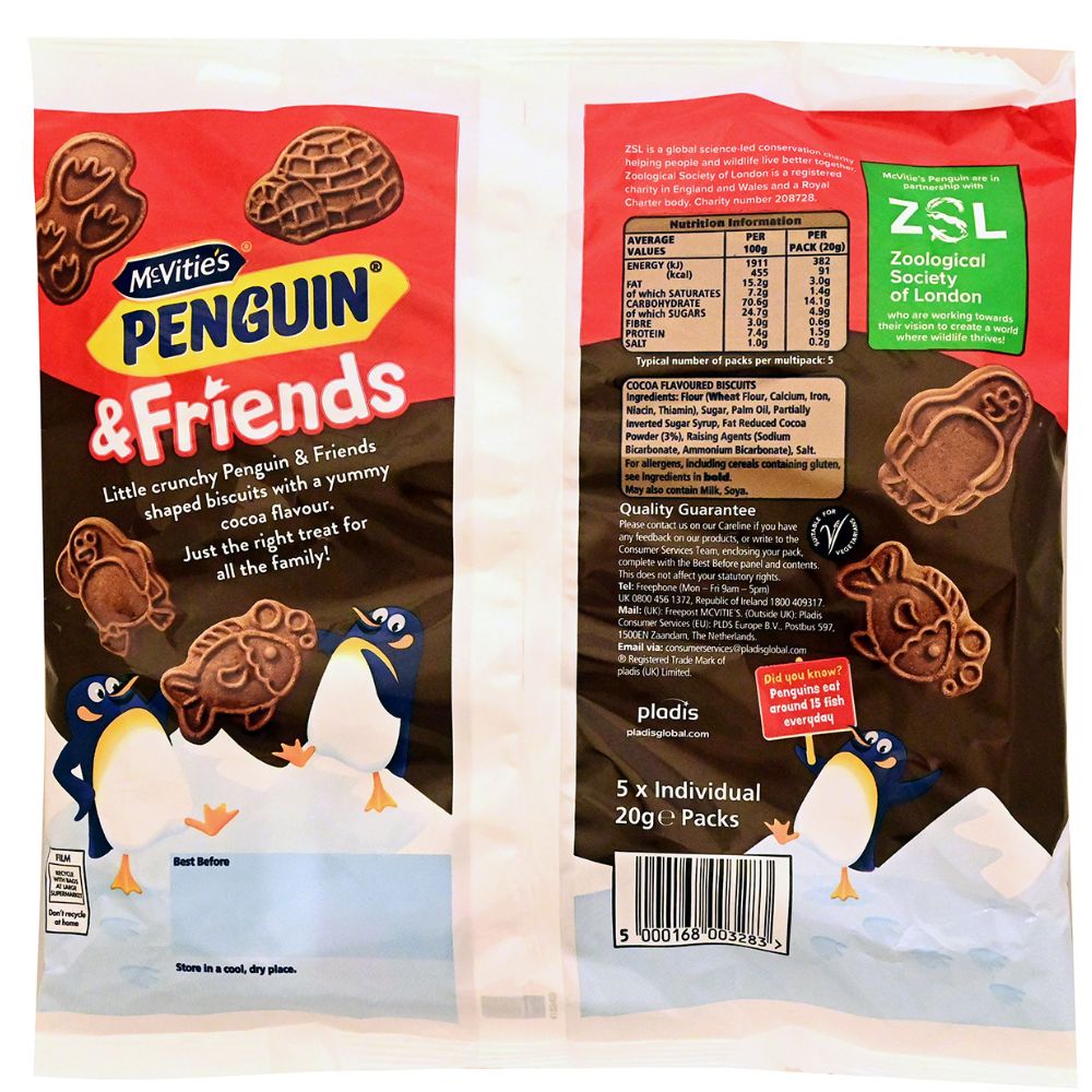 McVitie's Penguin & Friends Cocoa 5pk (5X20) 100g