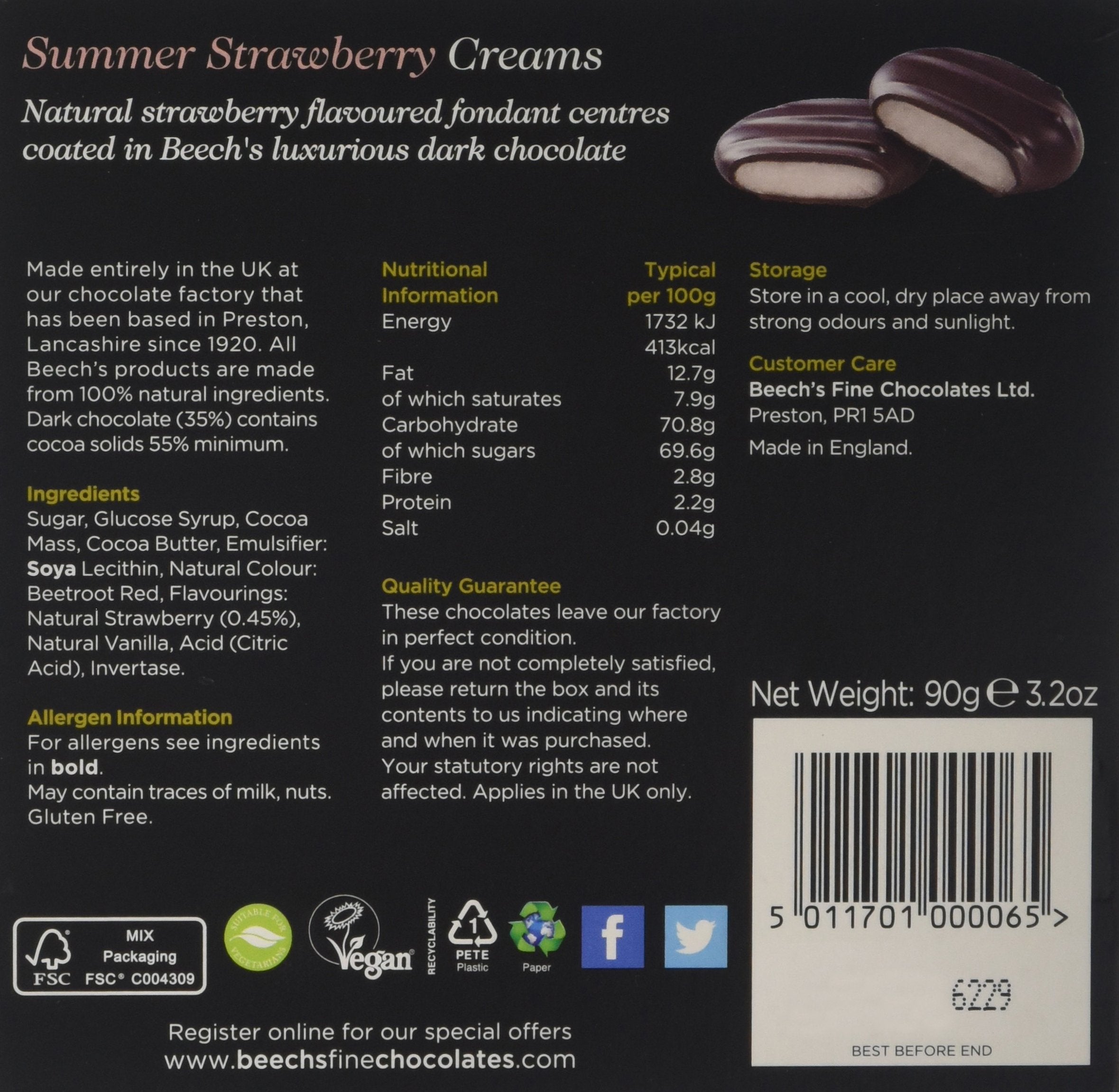 Beech's Fine Chocolate Strawberry Creams 90g