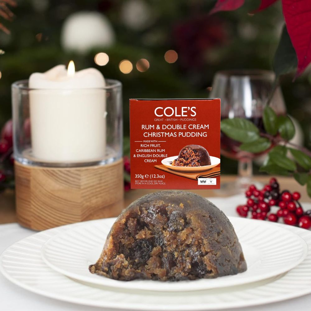 Cole's Boxed Rum And Double Cream Christmas Pudding 350g