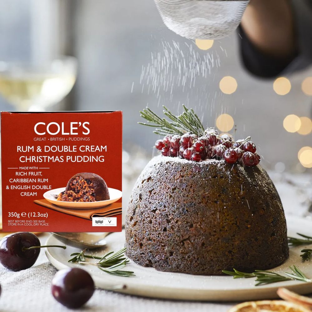 Cole's Boxed Rum And Double Cream Christmas Pudding 350g