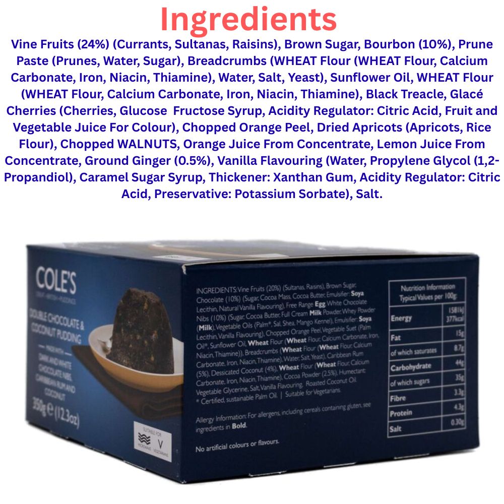Cole's Double Chocolate And Coconut Pudding 350g