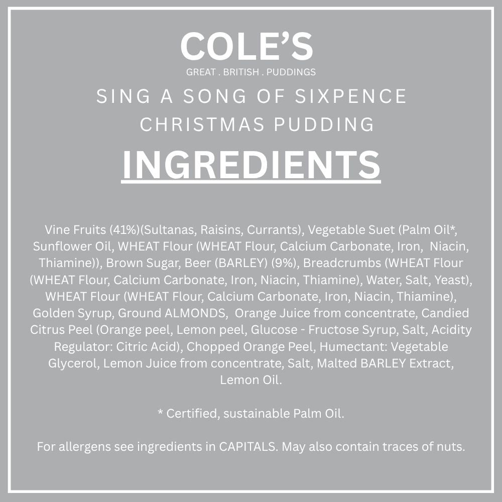 Cole's Sing A Song Of Sixpence Christmas Pudding 454g