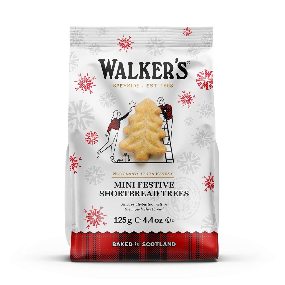 Walkers mini festive shortbread trees 4.4oz bag of Scottish Christmas biscuits
