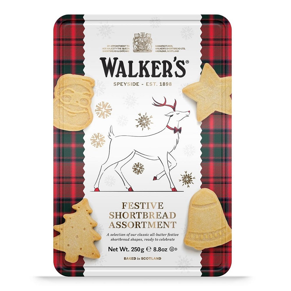 Walkers reindeer tin 8.8oz traditional Scottish Christmas shortbread gift