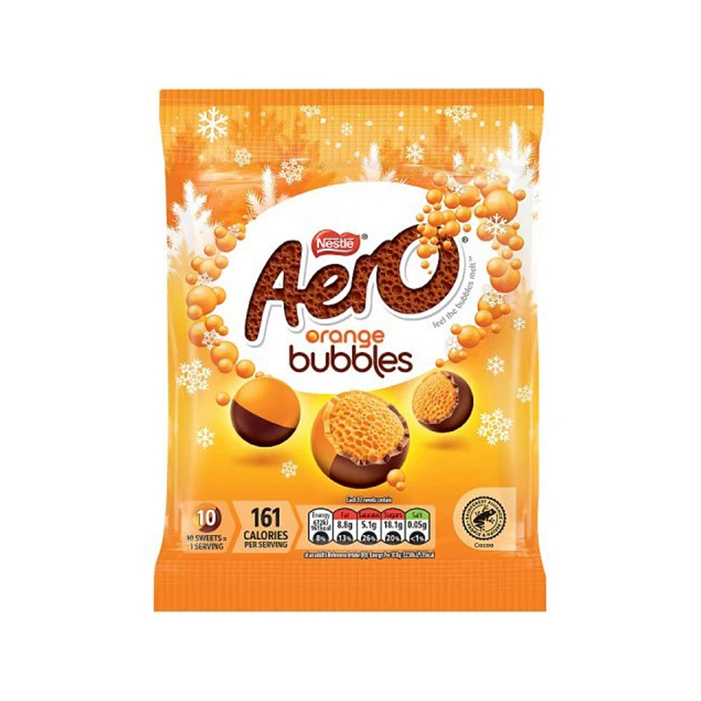 Aero Bubbles Orange Pouch Bag 70G – UK Christmas confectionery sharing pack