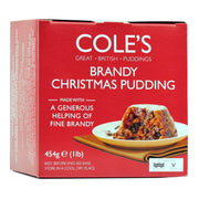 Cole's Brandy Christmas Pudding 454g – traditional British Christmas fruit pudding with rich brandy flavour.