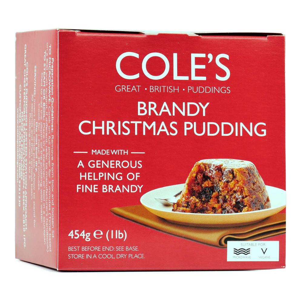 Cole's Brandy Christmas Pudding 454g – traditional British Christmas fruit pudding with rich brandy flavour.