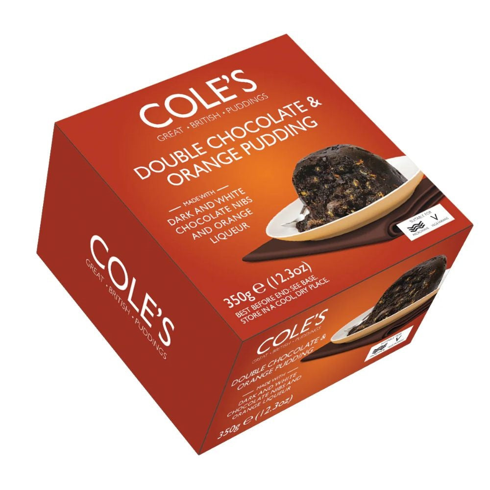 Cole's Double Chocolate & Orange Pudding 350g – rich chocolate dessert with delicious orange flavour.