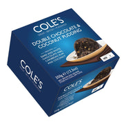 Cole's Double Chocolate & Coconut Pudding 350g – rich chocolate and coconut dessert pudding.