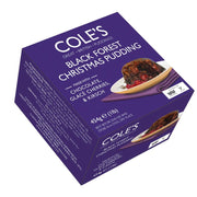 Cole's Black Forest Pudding 454g – indulgent chocolate and cherry dessert pudding for special occasions.