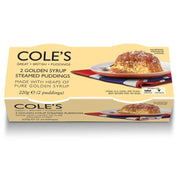 Cole's Golden Syrup Steamed Pudding Twin Pack 220g – traditional British steamed puddings with golden syrup.