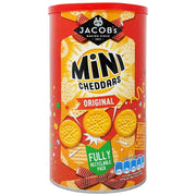 Jacob's Mini Cheddars Original Caddy 260g – crunchy baked cheese snacks with a rich cheesy flavour.