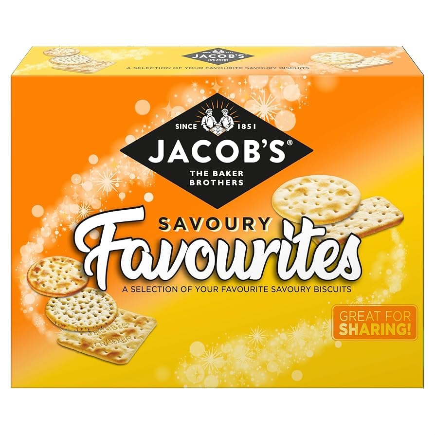 Jacob's Savoury Favourites Crackers Assortment 200g – assorted British savoury crackers for cheese and sharing.
