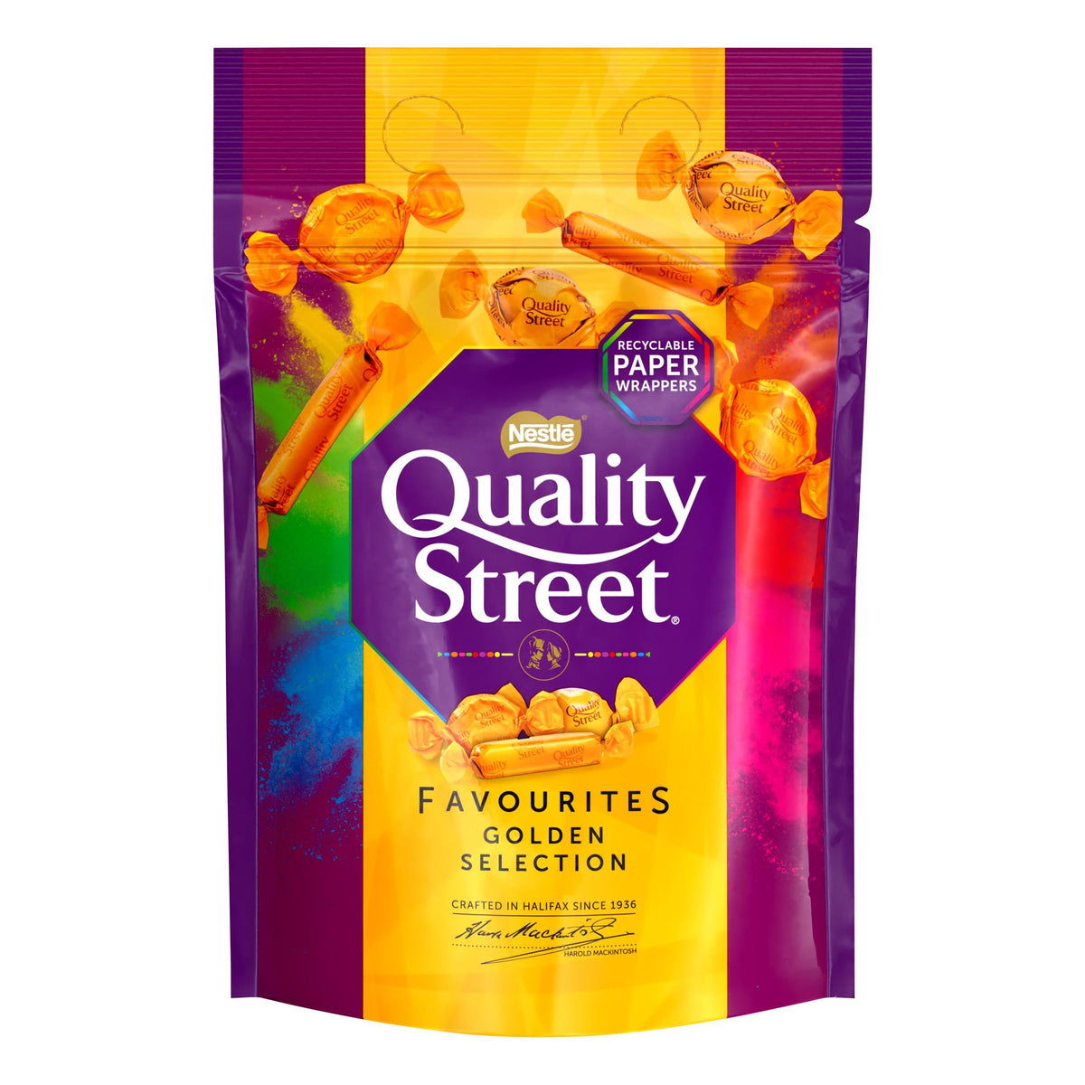 Nestlé Quality Street Gold Pouch Selection Chocolate Pouch 283G – UK Christmas confectionery sharing pack