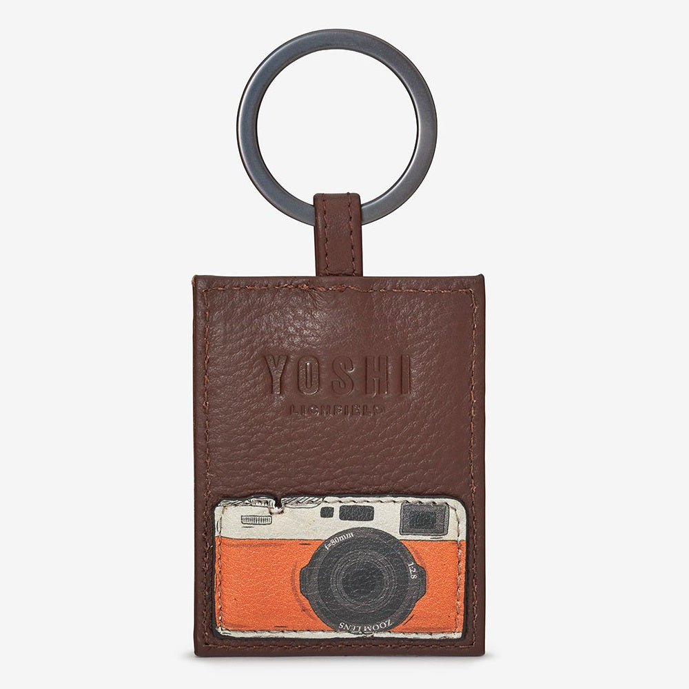 Yoshi Brown Travel Bookworm Library Leather Keyring