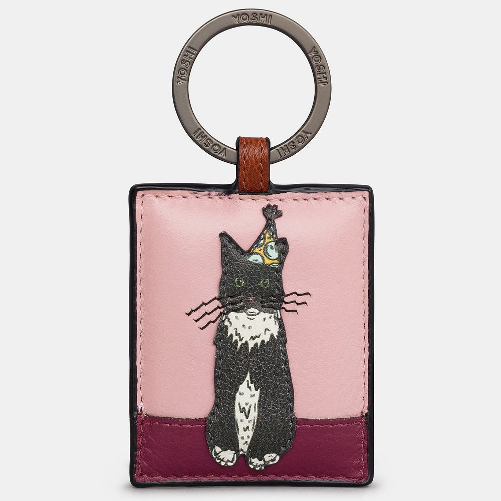 Yoshi Tuxedo Party Cats Leather Keyring