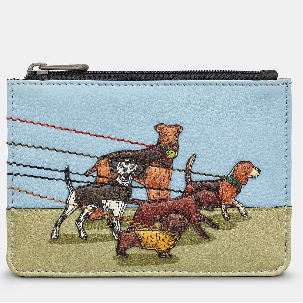 Yoshi Dog Walk Zip Top Black Leather Purse