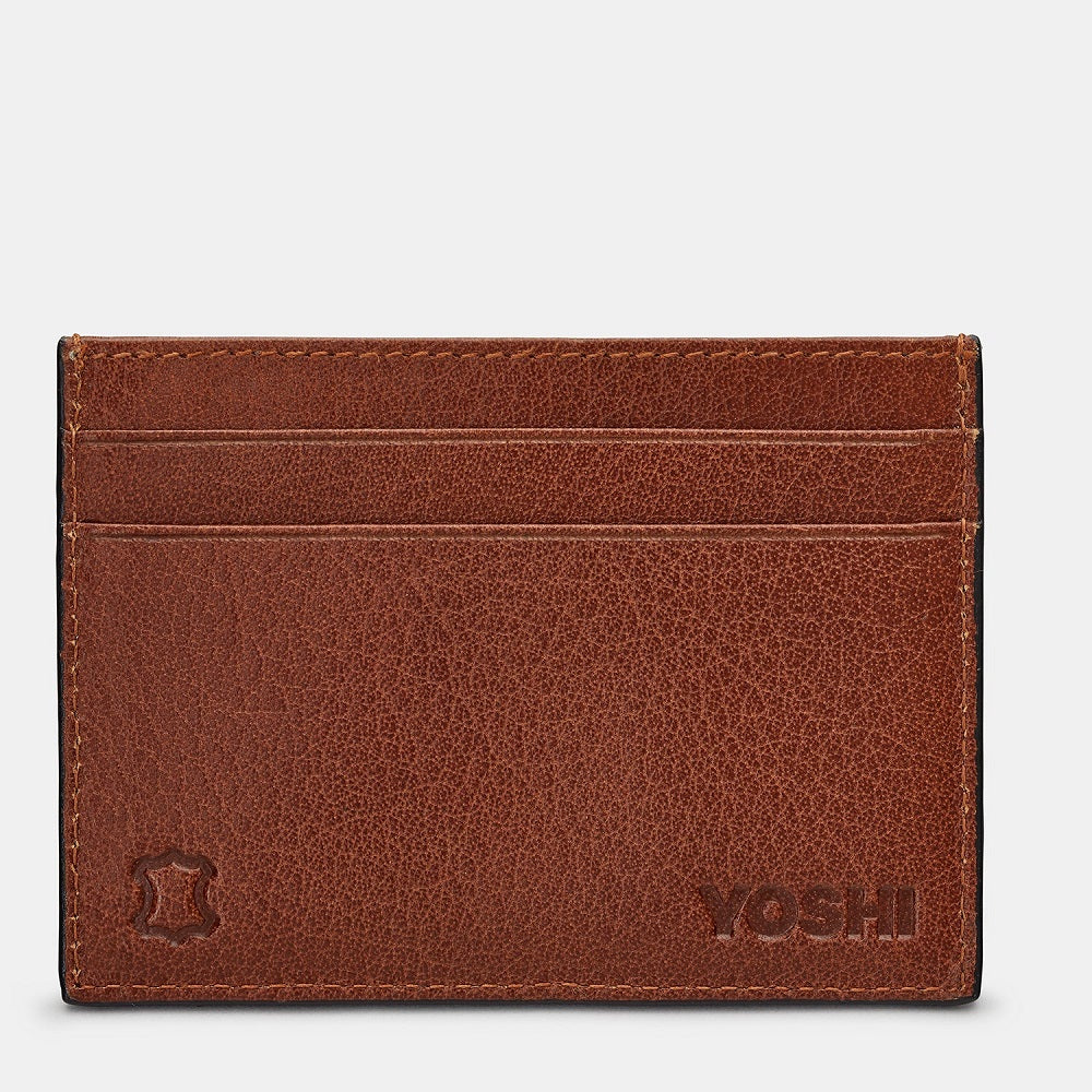 Yoshi  Highland Cow Tweed & Brown Leather Card Holder