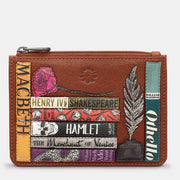 Yoshi Shakespeare Bookworm Zip Top  Brown Leather Purse