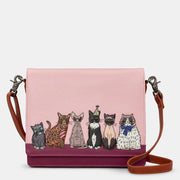 Yoshi Party Cats Triple Gusset Flap Over Cross Body Bag