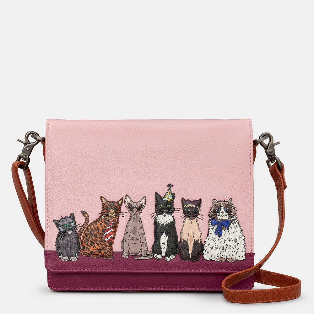 Yoshi Party Cats Triple Gusset Flap Over Cross Body Bag