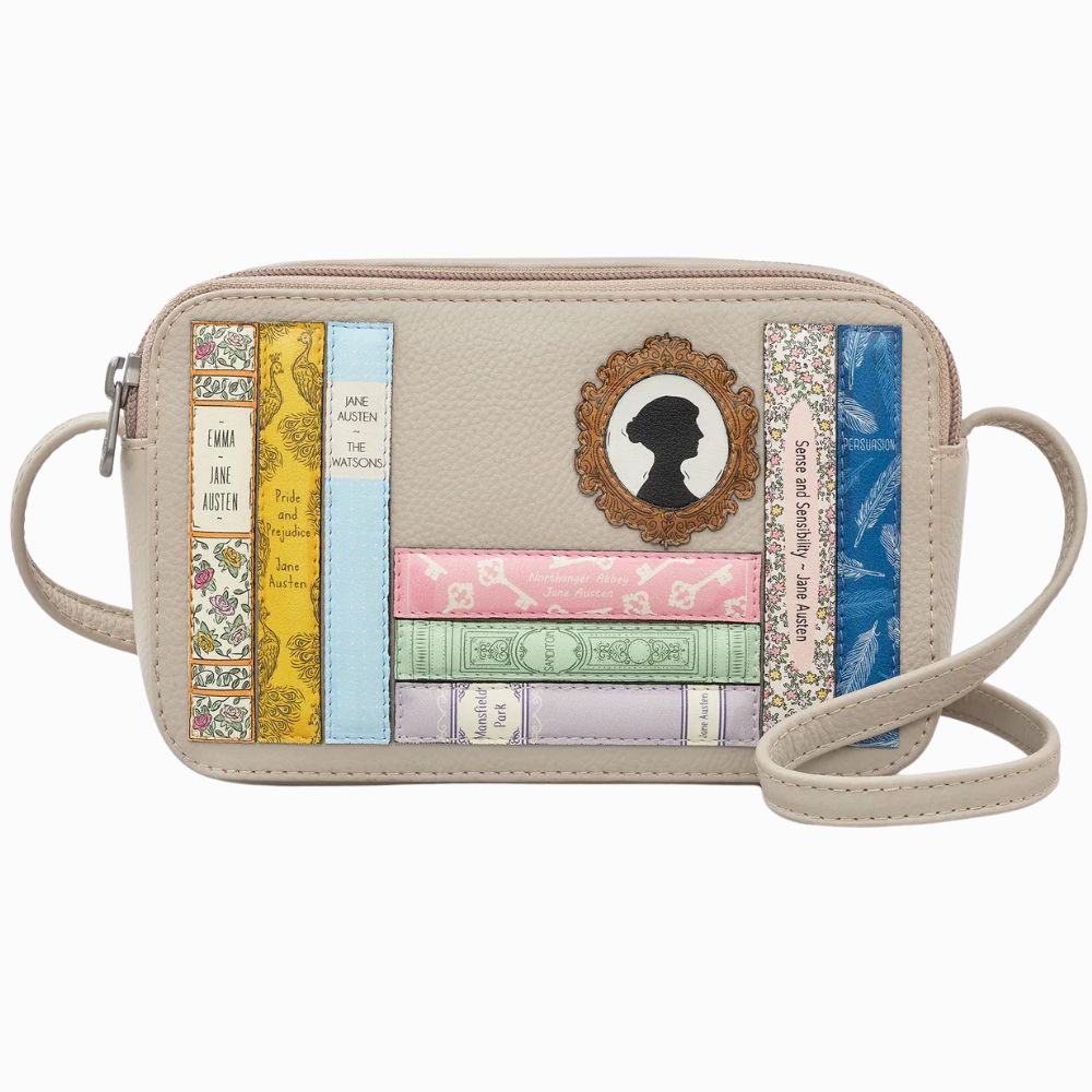 Yoshi Jane Austen Bookworm in Warm Grey Leather Porter Cross Body Bag