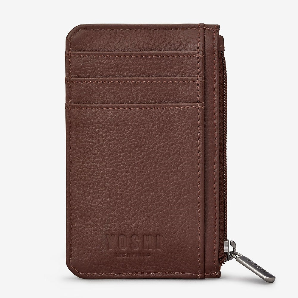 Yoshi Brown Bookworm Library Morton Leather Card Holder