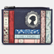 Yoshi Navy Jane Austen Bookworm Zip Top Leather Purse