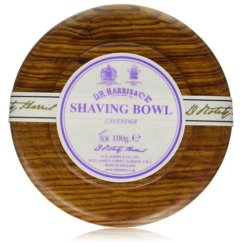 D.R.Harris & Co Lavender Shaving Soap in Mahogany Wood Bowl 100g