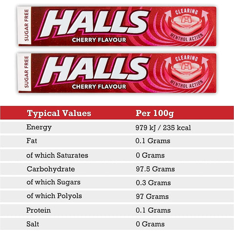 Halls Sugar Free Menthol Action Cherry Flavour 32g