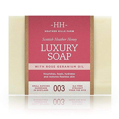 Heather Hills Scottish Heather Honey Luxury Soap with Rose Geranium Oil 150g