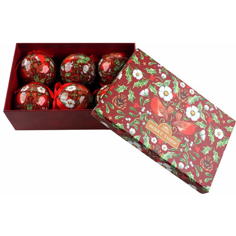 Lesser & Pavey Berry Thief Baubles In Gift Box - Christmas Tree Decorations (Set of 6)