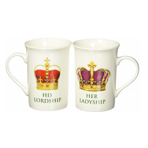 Lesser & Pavey - Her Ladyship And His Lordship Fine China Mugs, White
