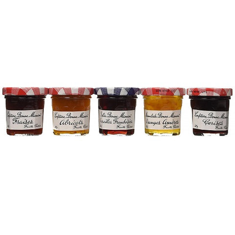 Bonne Maman Assorted Mini Jams - Strawberry, Apricot, Raspberry, Orange Marmalade, Cherry, 8.8 Oz