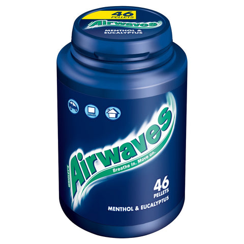 Wrigley's Airwaves Menthol & Eucalyptus flavour Sugar Free Chewing Gum Bottle (46 Pieces)
